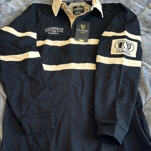 Guinness Black and White Long Sleeve Shirt vintage rugby long sleave. Size large